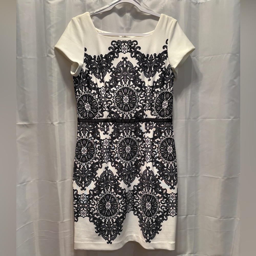 Elegant Black and White Lace Dress